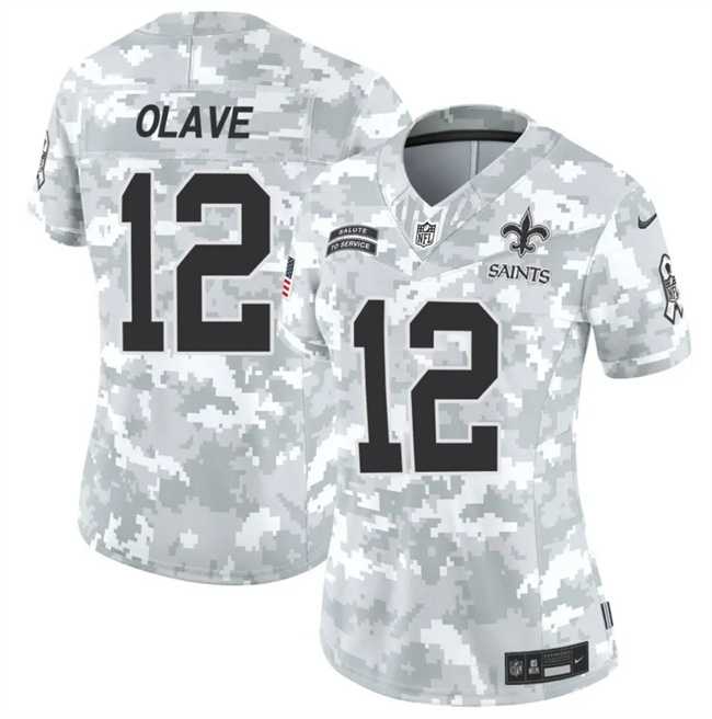 Women%27s New Orleans Saints #12 Chris Olave 2024 F.U.S.E Arctic Camo Salute To Service Limited Stitched Jersey Dzhi